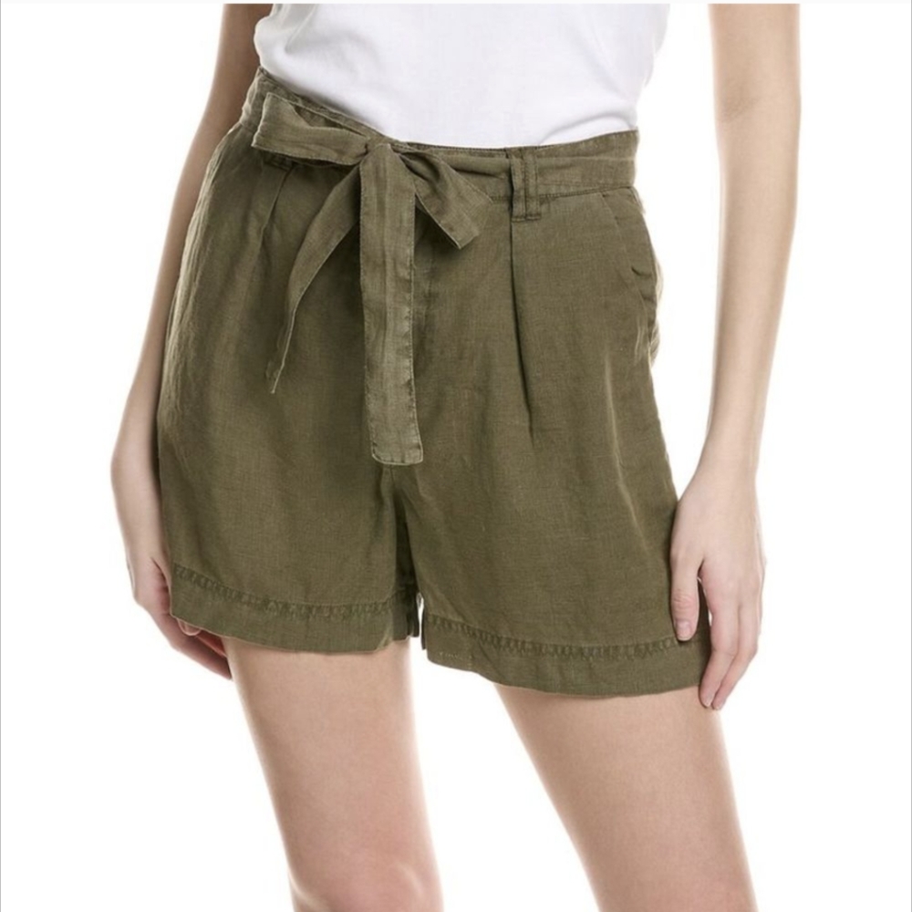 Michael Stars Bex Army Green Pleated Linen Shorts NWT